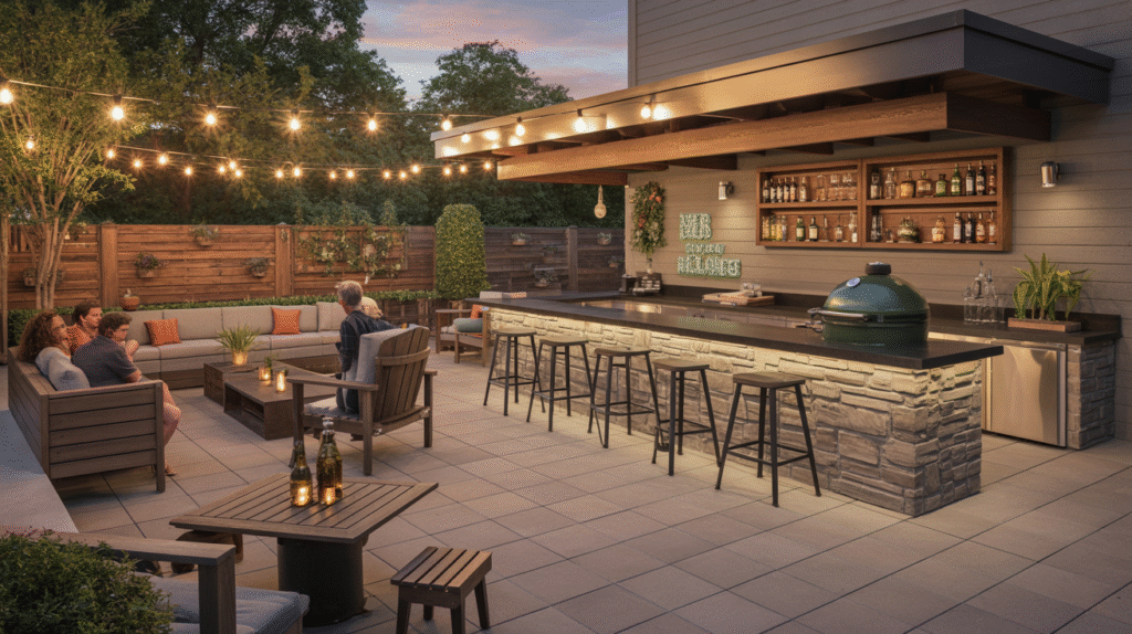 Bar and Social Big Green Egg Grill Patio Ideas
