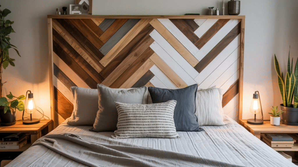 Cheap DIY Herringbone Headboard Ideas
