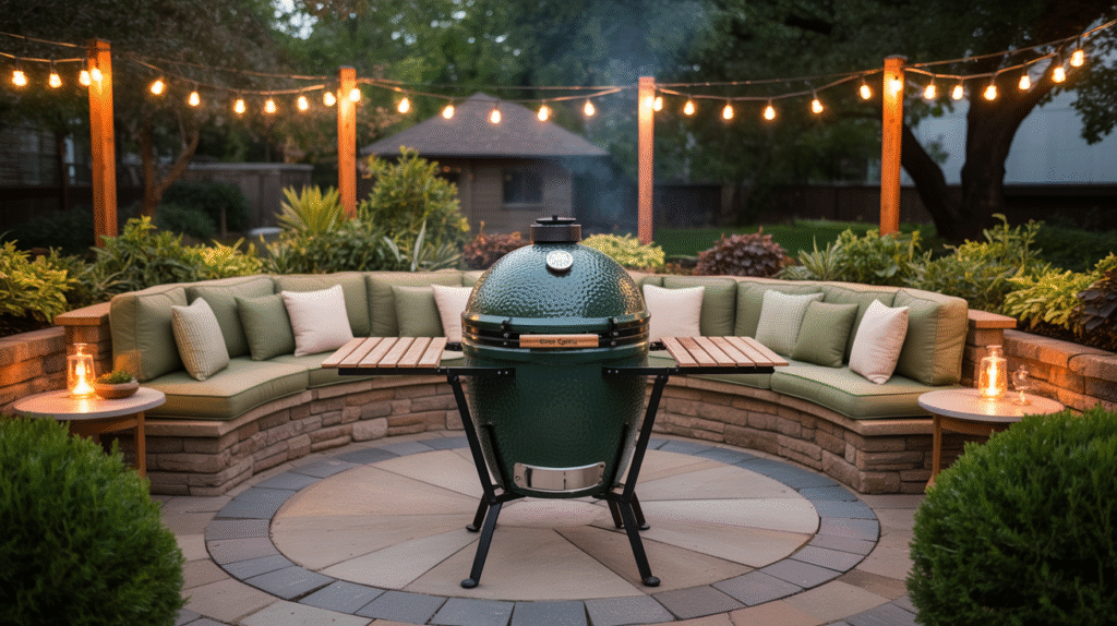 Circular and Cozy Big Green Egg Grill Patio Ideas
