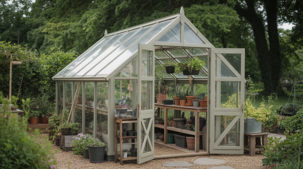 Classic Mid-Size Greenhouse Shed with Gable Roof