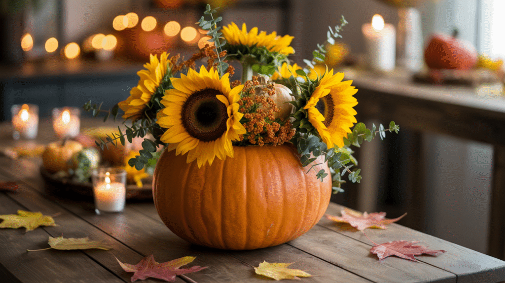 Classic Pumpkin Vase with Sunflowers