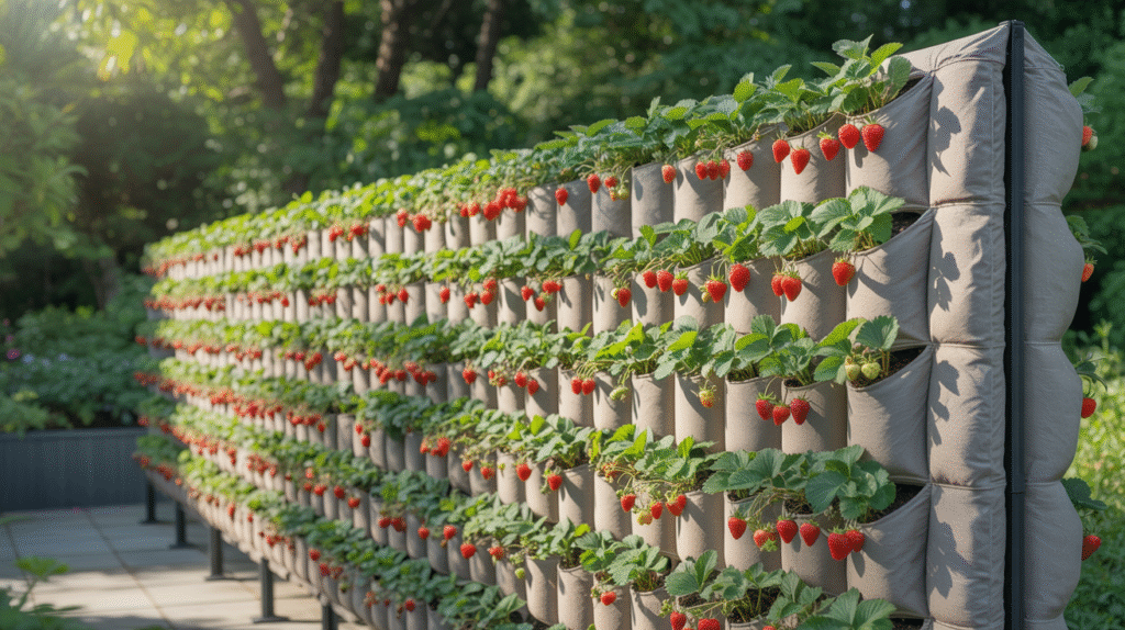 DIY Fabric Strawberry Planter Wall
