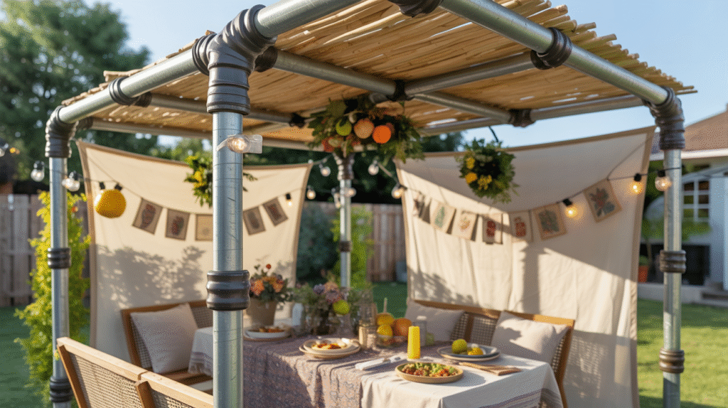 DIY Sukkah with Galvanized Steel Pipes and Kee Klamps