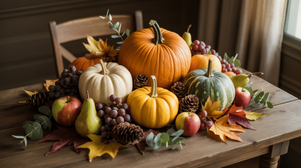 Fall Fruit and Pumpkin Arrangement