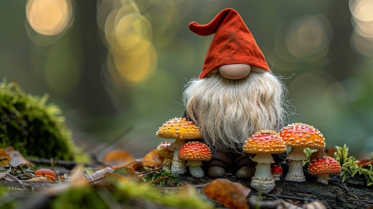 Gnome with Mushrooms