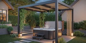 Hot Tub Pergola Design Ideas, DIY Building Costs + 60 Photos
