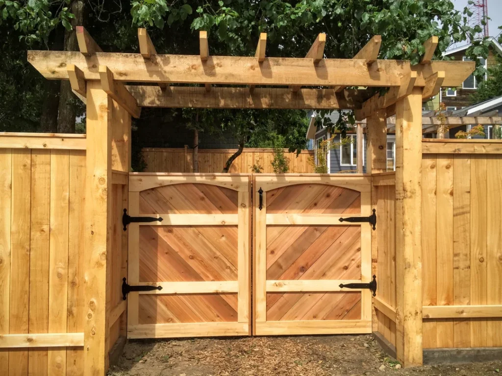 Cedar Arbor Gate with Pergola Roof