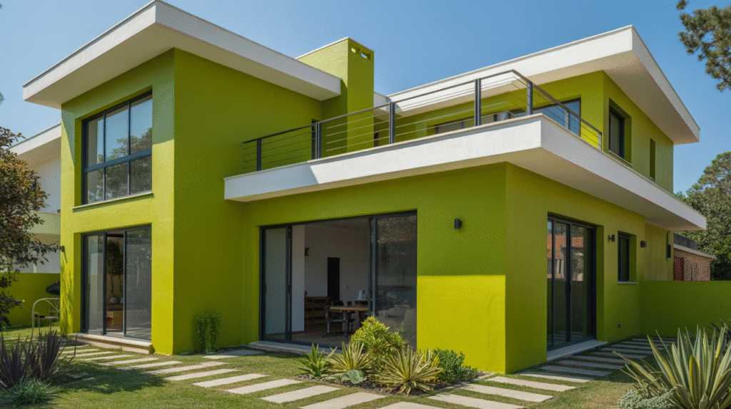 Lime Green and White Modern Exterior