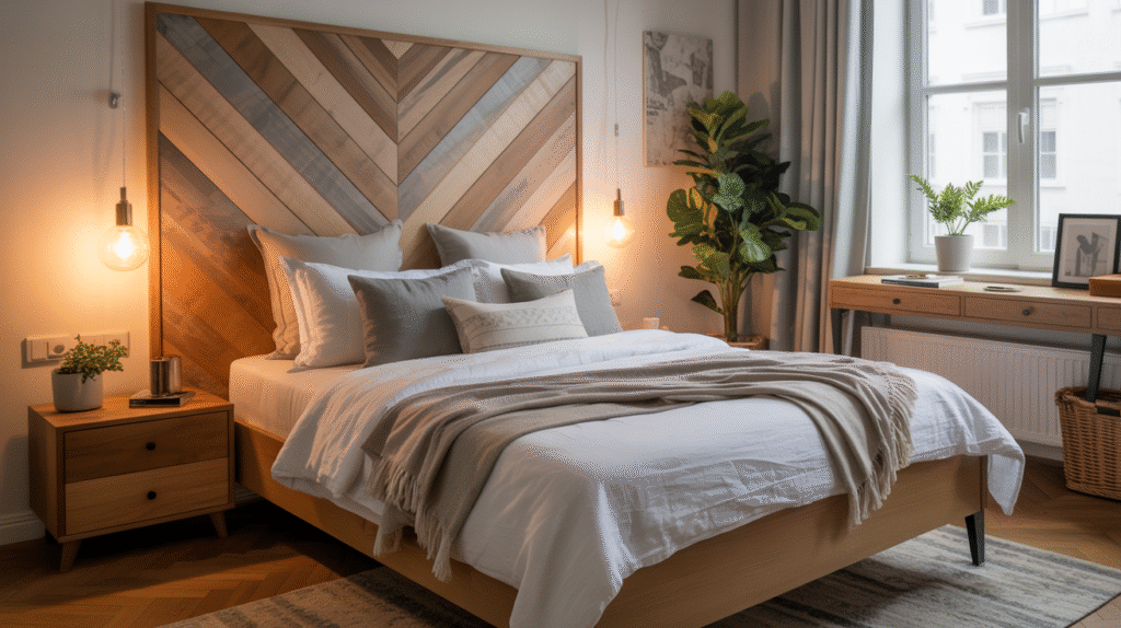Make Your Dream Bedroom with DIY Herringbone Headboard Plans