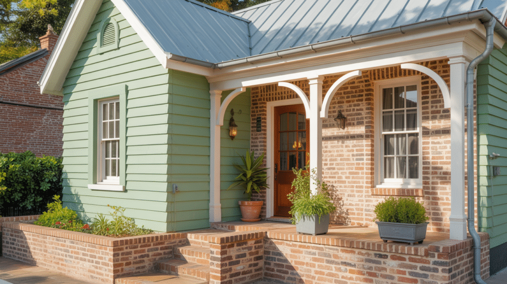  Mint Green and Natural Brick