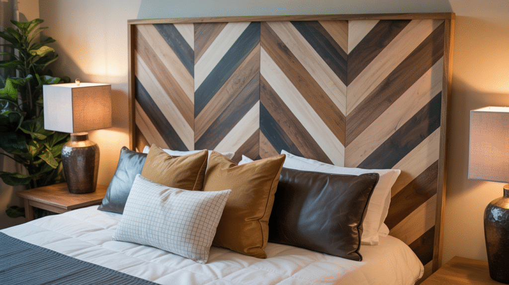 Multi-Tone Wood Herringbone Headboard