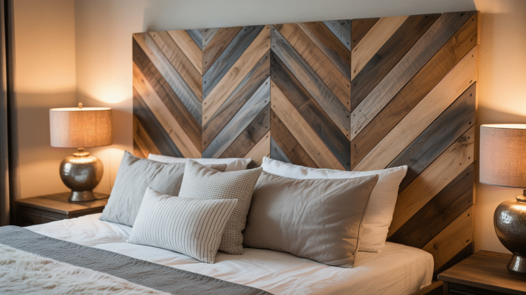 Pallet Wood Herringbone Headboard