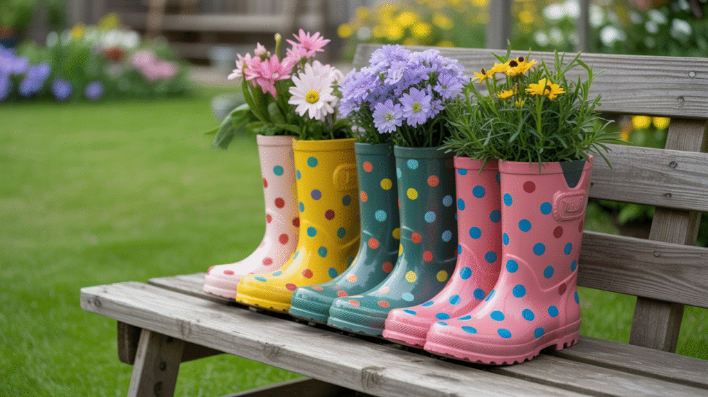  Polka Dot Welly Planters
