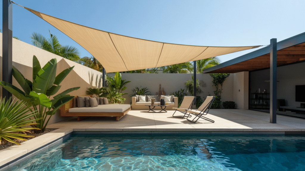 Poolside Shade with Triangle Shade Sail