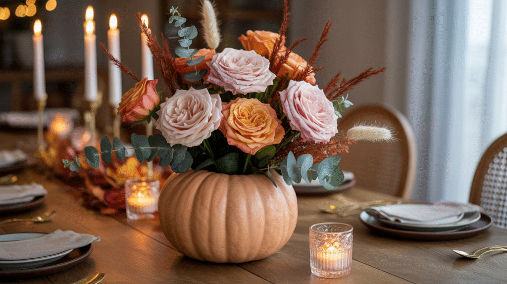 Pumpkin and Rose Bouquet Centerpiece