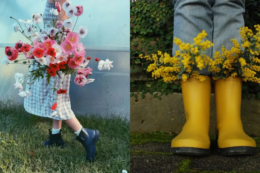 Rain Boots with Daisies