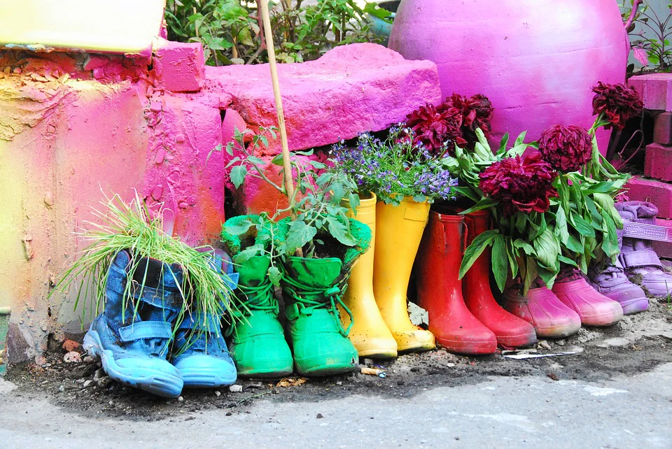  Rainbow Rain Boot Planters