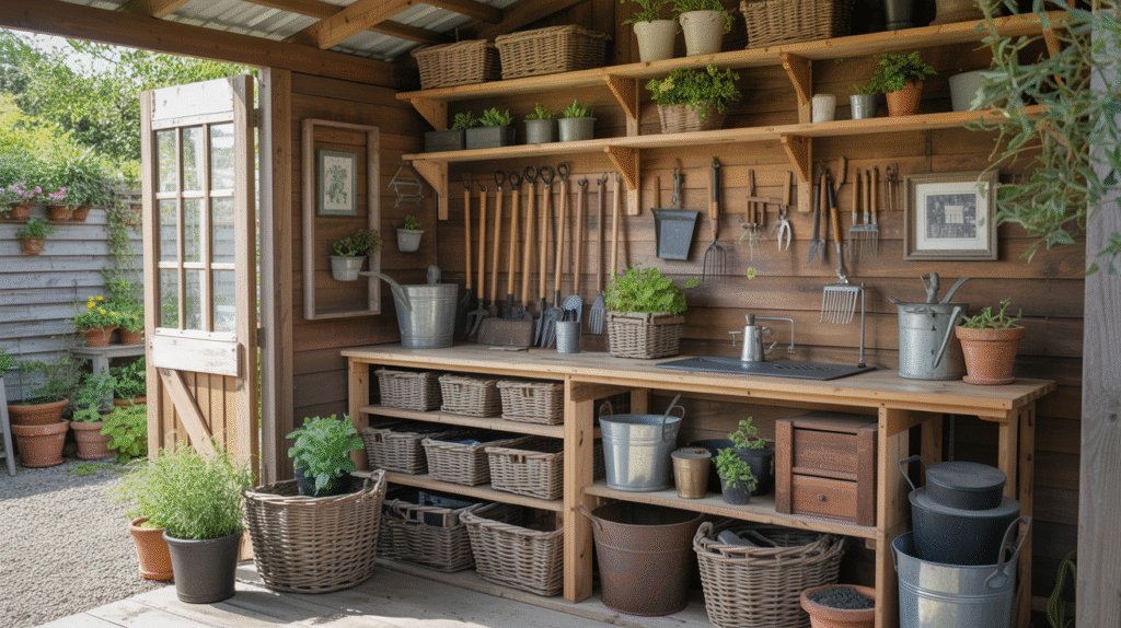 Rustic Potting Shed Ideas with Smart Storage