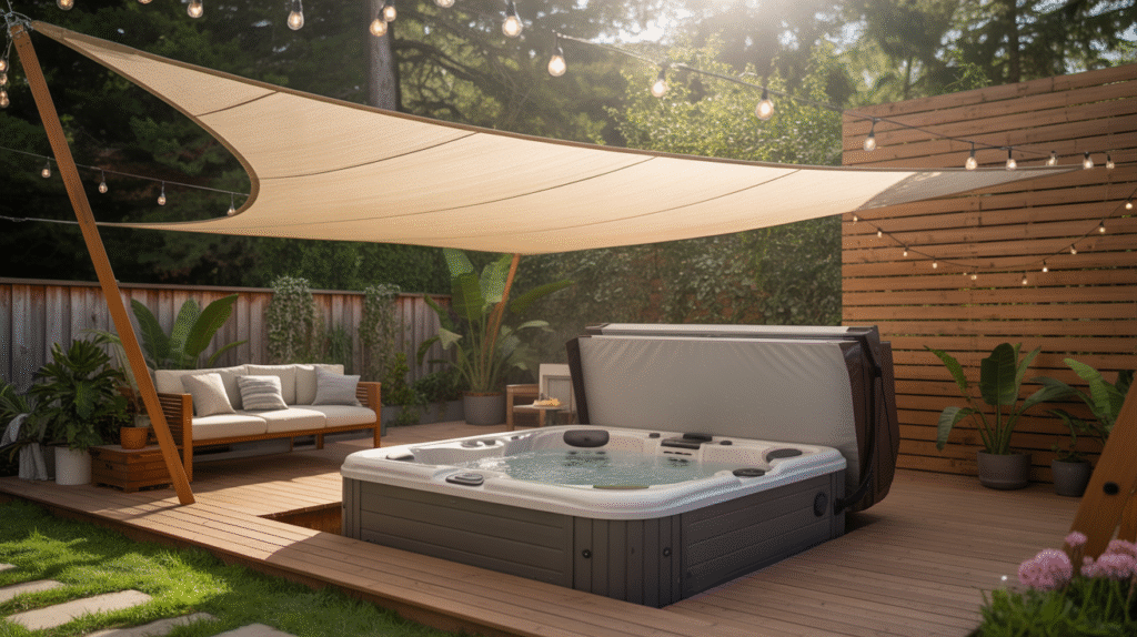 Shade Sail Over a Hot Tub