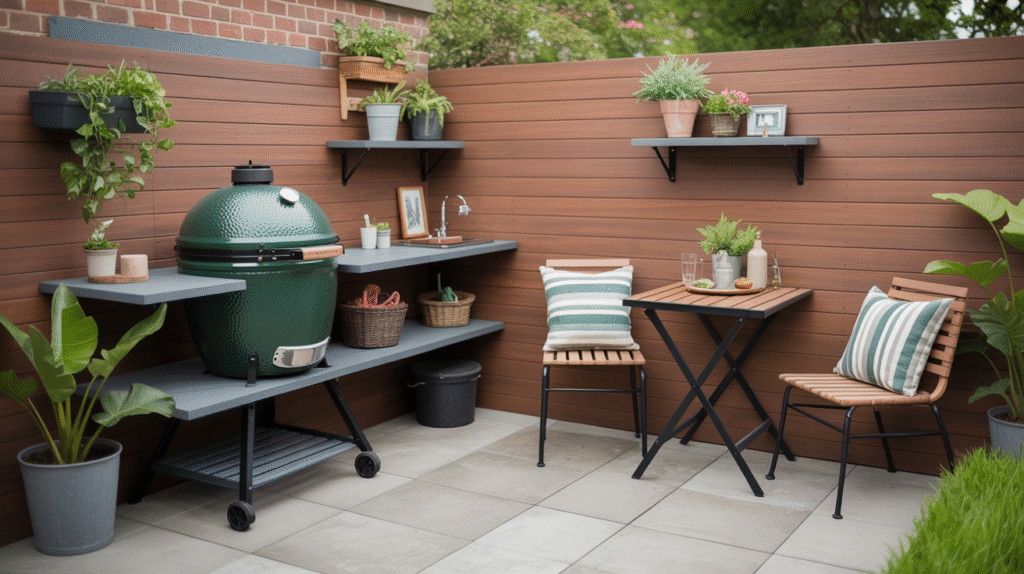 Small Space Big Green Egg Grill Patio Ideas