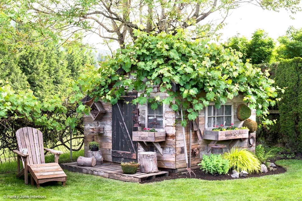 Stone and Natural Potting Shed Ideas