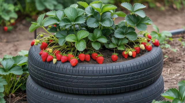 Tire Stack Strawberry Planter