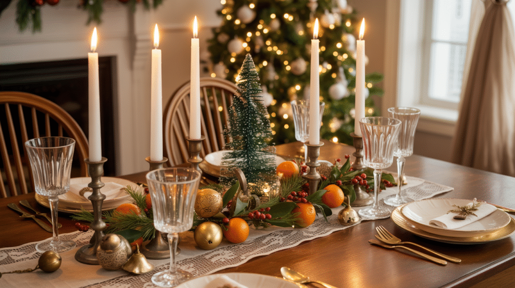 Vintage-Inspired Christmas Table Centerpieces