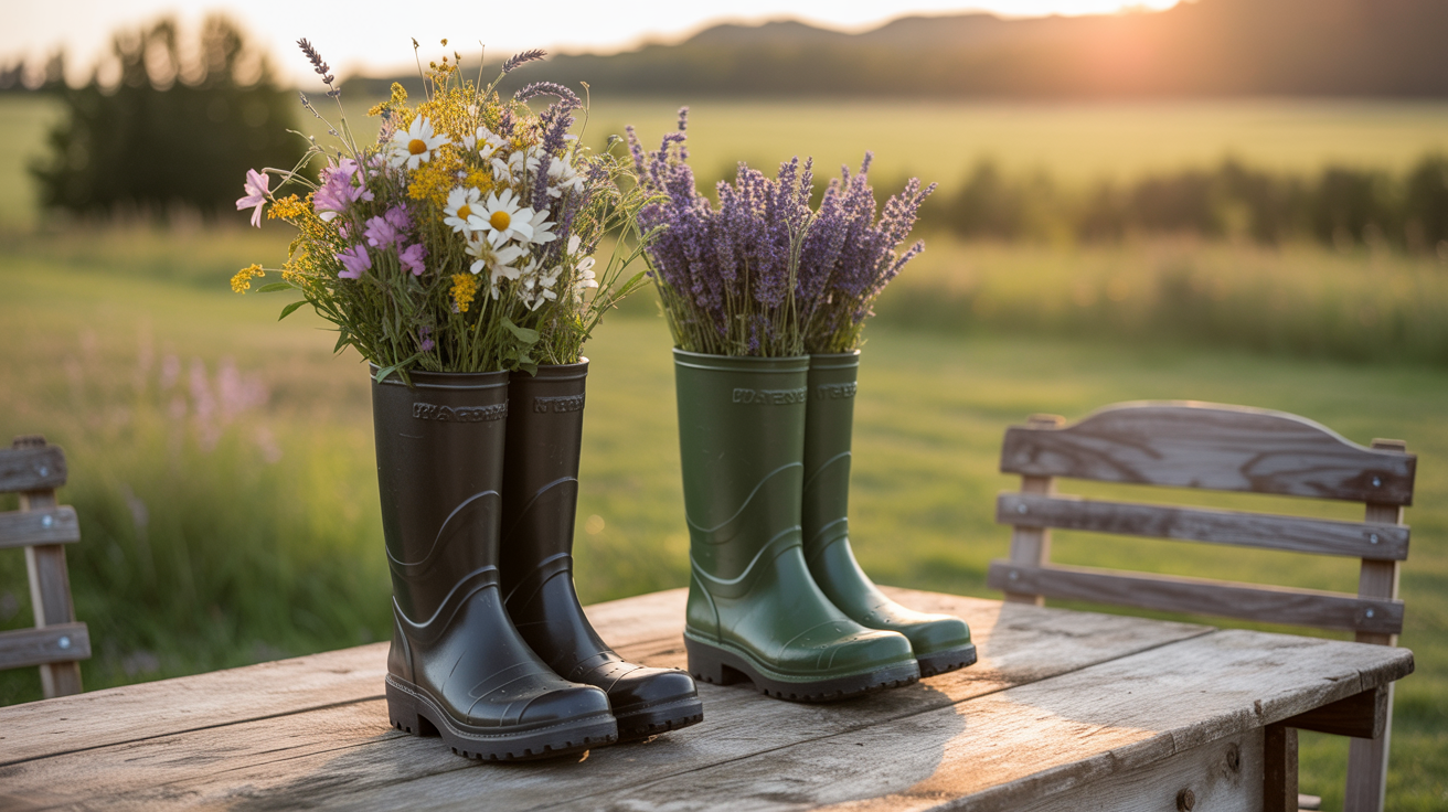  Vintage Rain Boots as Vases