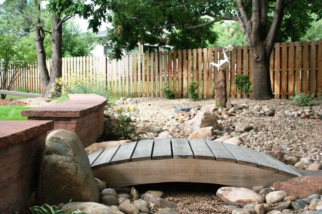 Wooden Bridge Over a Dry Creek Bed