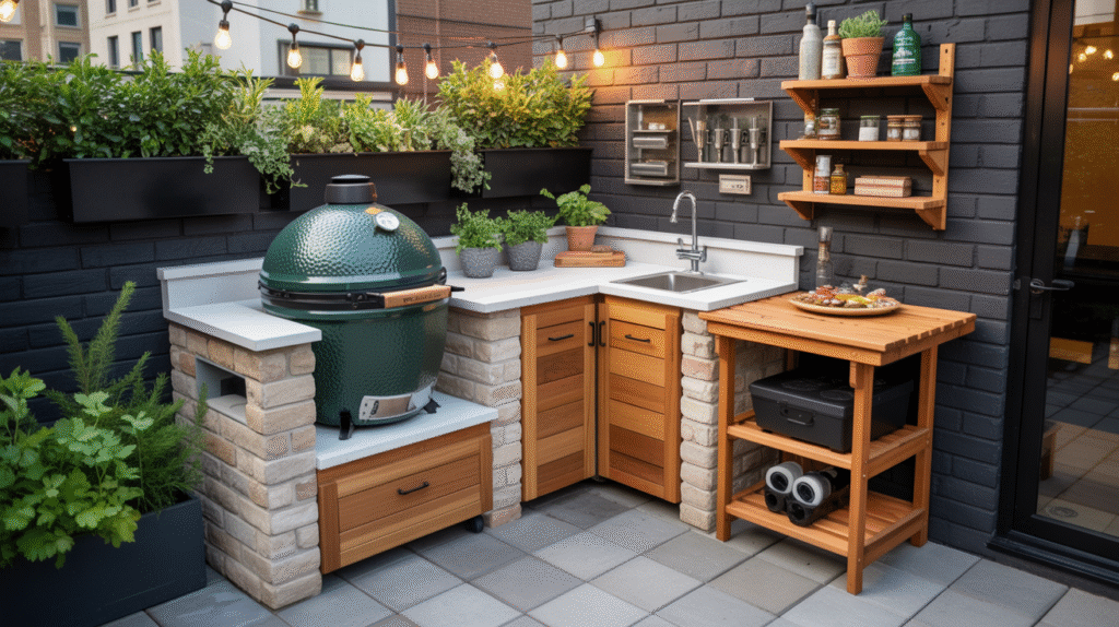 Small Space Big Green Egg Outdoor Kitchen Ideas