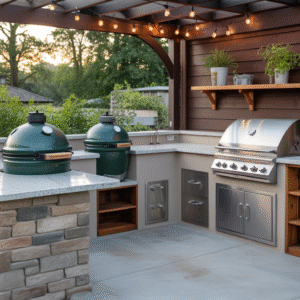 40 Big Green Egg Outdoor Kitchen Ideas – Built-in and Island Designs