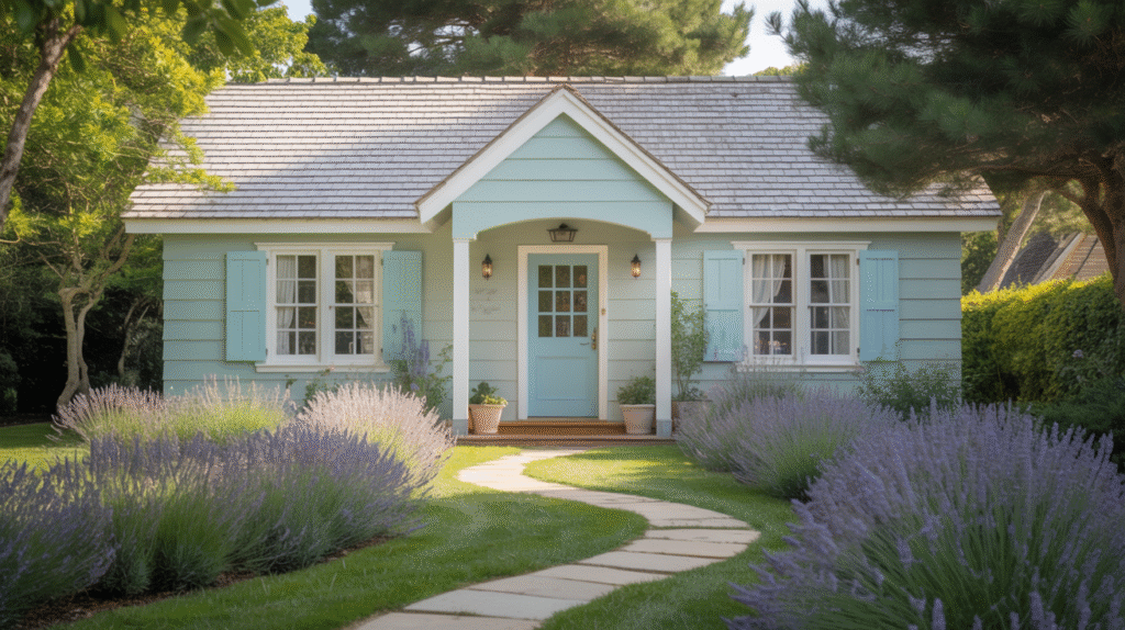 Seafoam Blue with Light Gray Roof