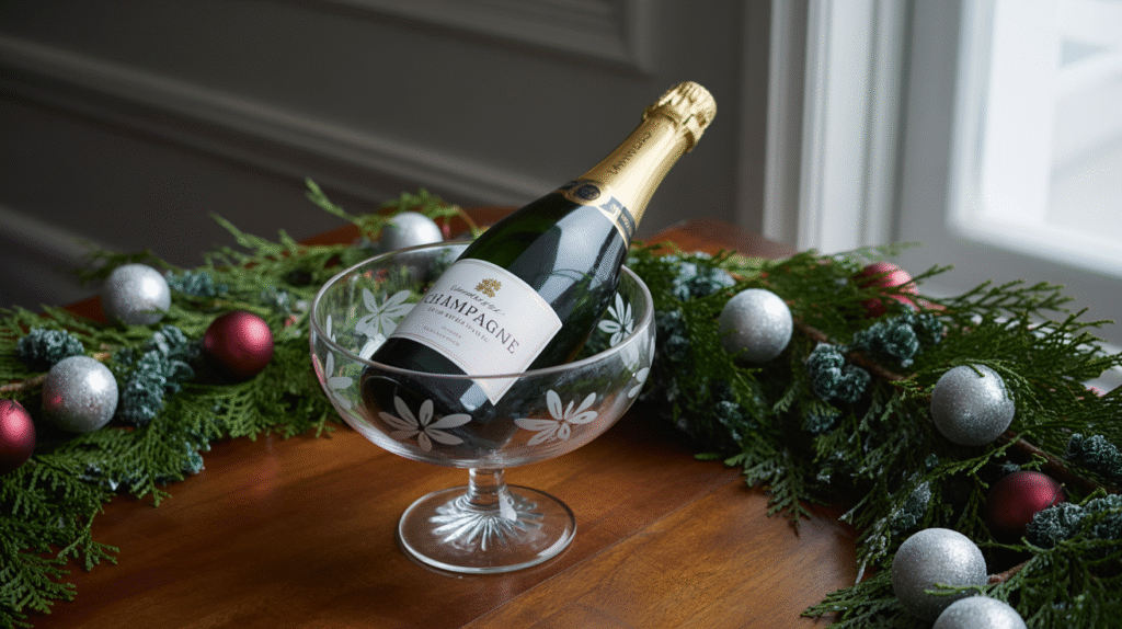 Pedestal Vase with Champagne Bottle