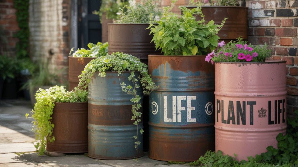 Repurposed Metal Drums and Barrels