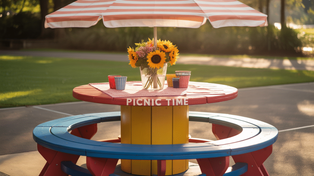  Colorful Spool Picnic Table