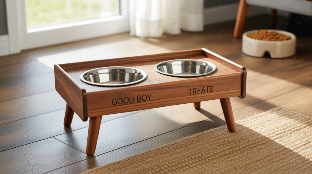 Elevated Mid-Century Modern Dog Bowl Feeding Station
