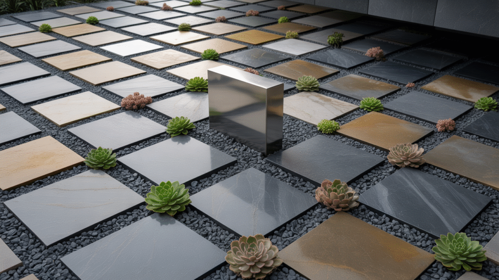 Geometric Rock Garden with Clean Lines