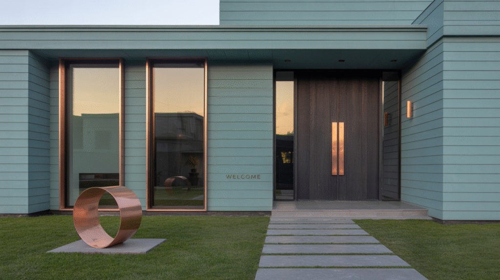 Muted Teal with Copper Details