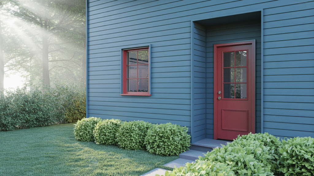 Denim Blue with Subtle Red Accents