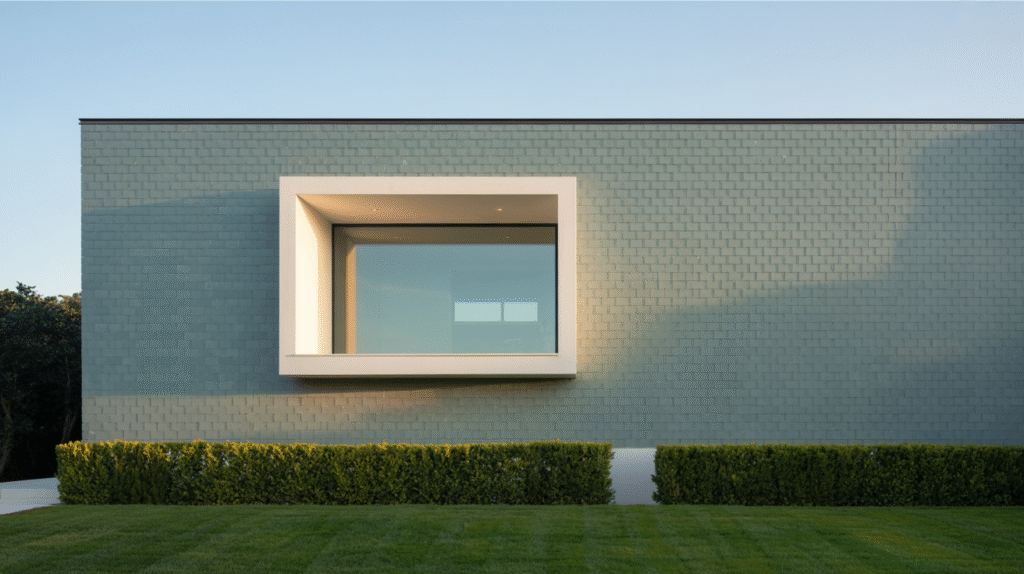 Grayish Blue with White Window Frames
