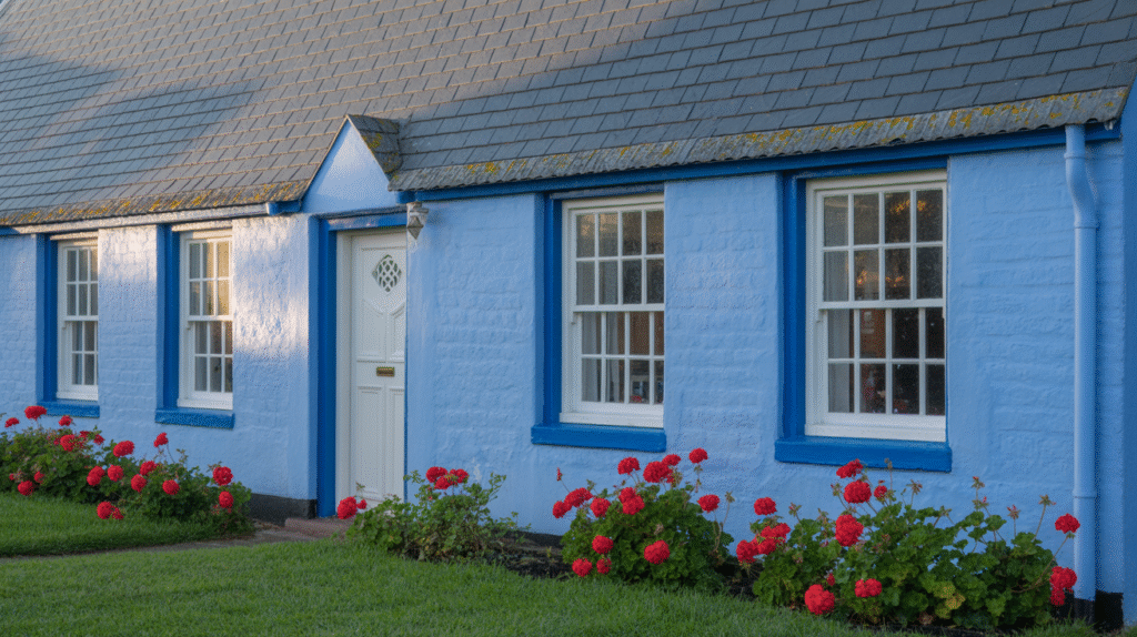 Prussian Blue with White and Gray Accents
