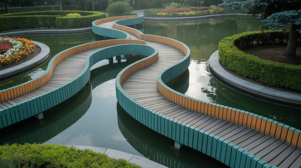 Maze-Like Pond Bridge