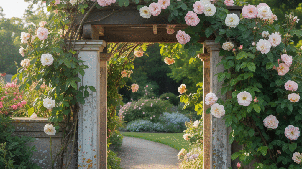 Rose-Themed Pergola Entrances