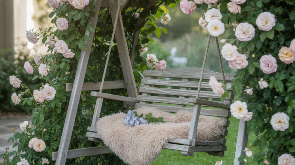 Bench or Swing Surrounded by Roses
