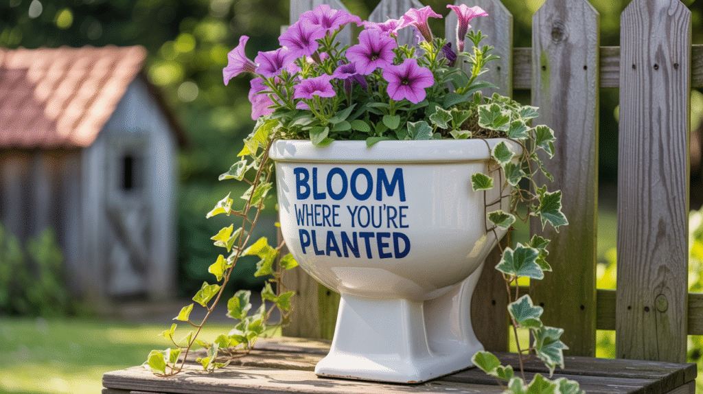 Repurposed Toilets as Planters