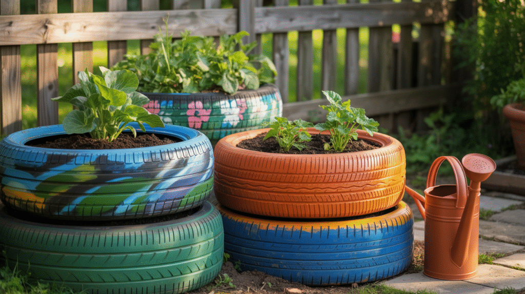 DIY Tire Planter for Raised Garden Beds