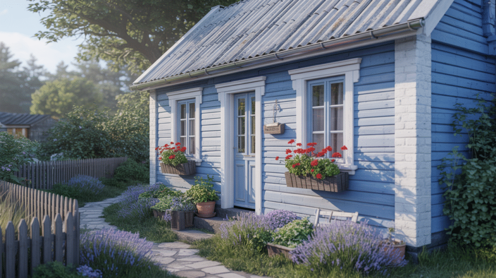Cornflower Blue with White Trim