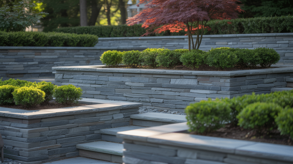 Layered Retaining Wall Rock Garden