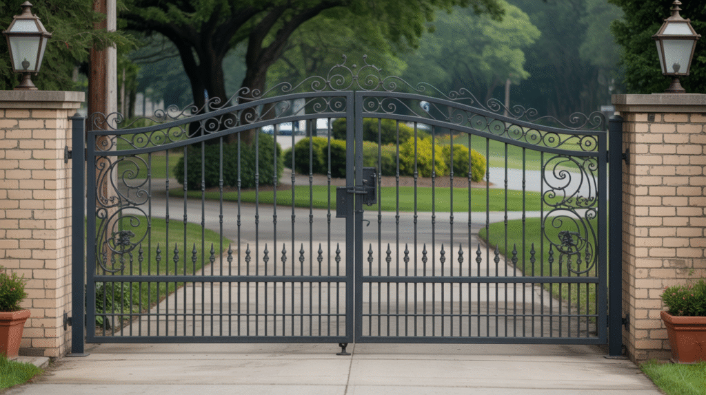 Rolling Ornamental Wrought Iron Gate for Driveway