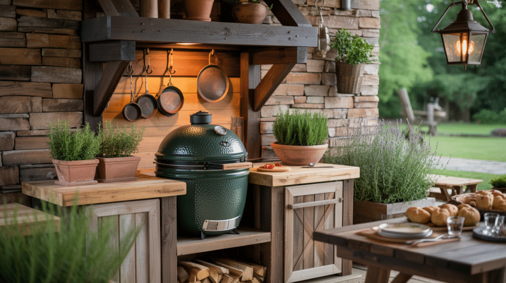Rustic Big Green Egg Outdoor Kitchen Ideas